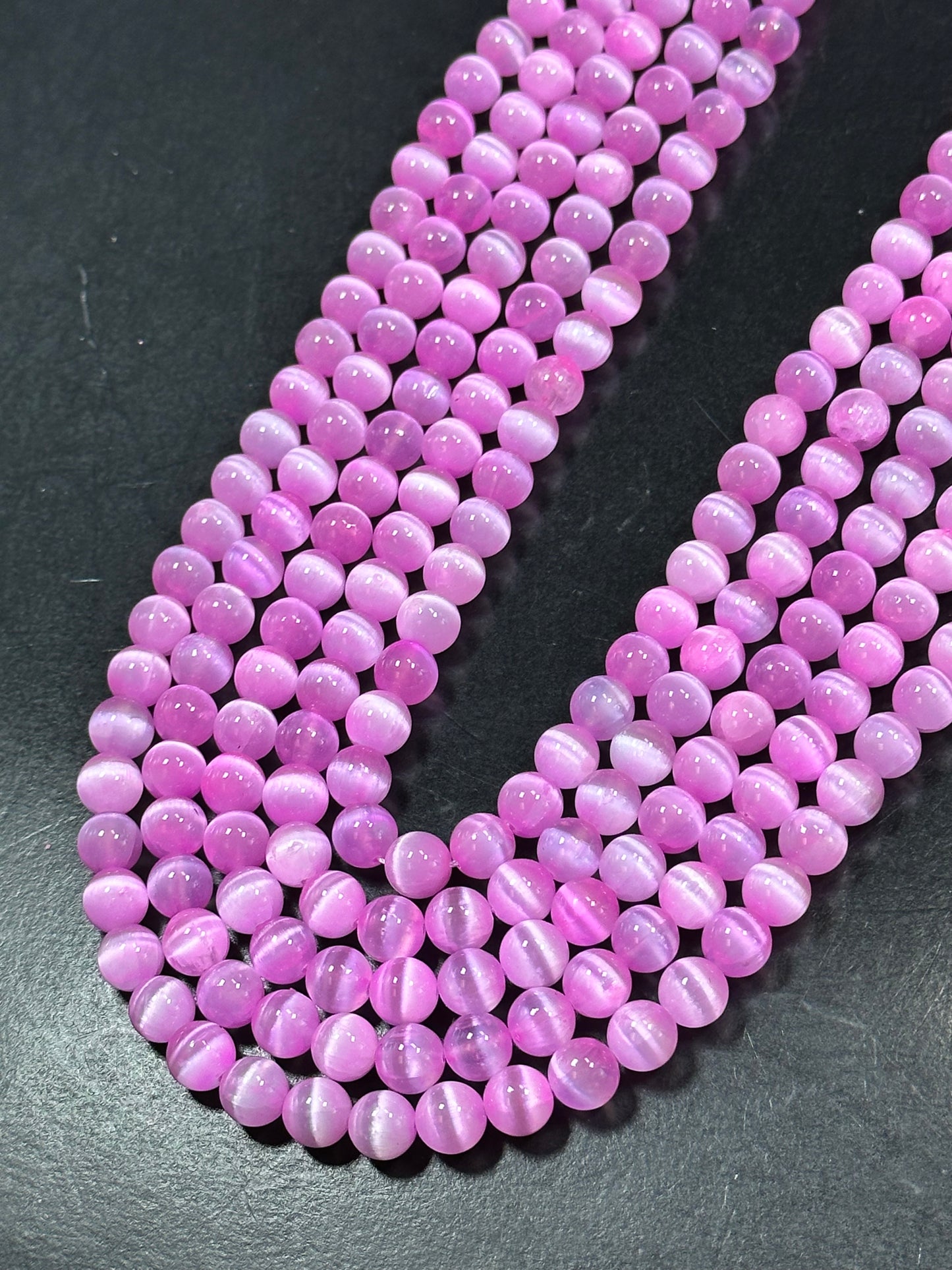 AAA Natural Selenite Gemstone Bead, 8mm 10mm Round Bead, Gorgeous Pink Color Loose Selenite Gemstone Beads, Full Strand 15.5"