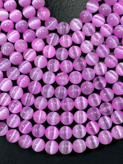 AAA Natural Selenite Gemstone Bead, 8mm 10mm Round Bead, Gorgeous Pink Color Loose Selenite Gemstone Beads, Full Strand 15.5"