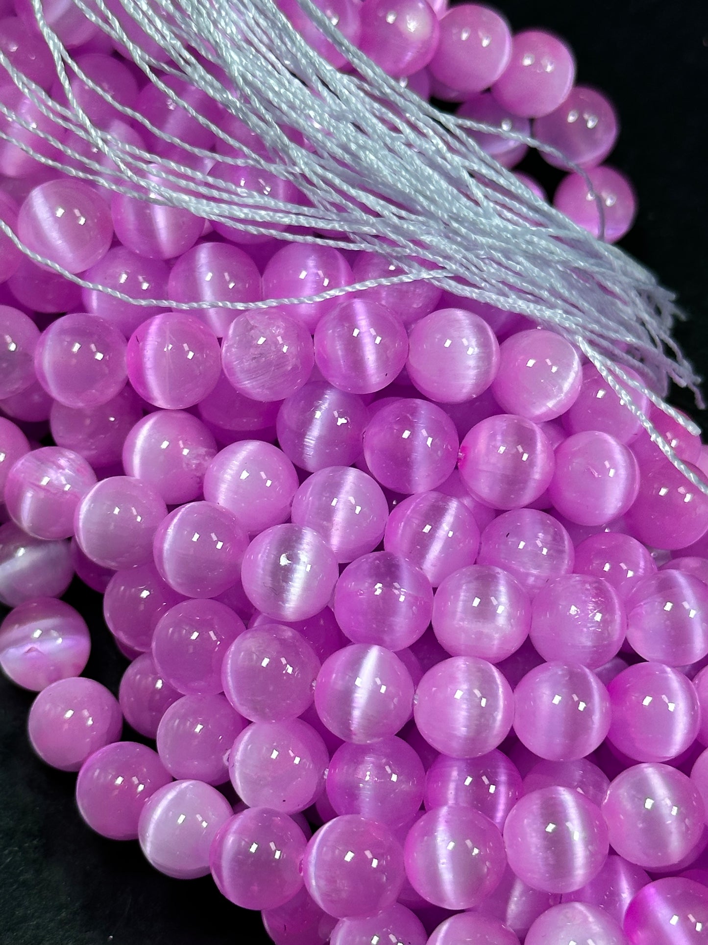 AAA Natural Selenite Gemstone Bead, 8mm 10mm Round Bead, Gorgeous Pink Color Loose Selenite Gemstone Beads, Full Strand 15.5"