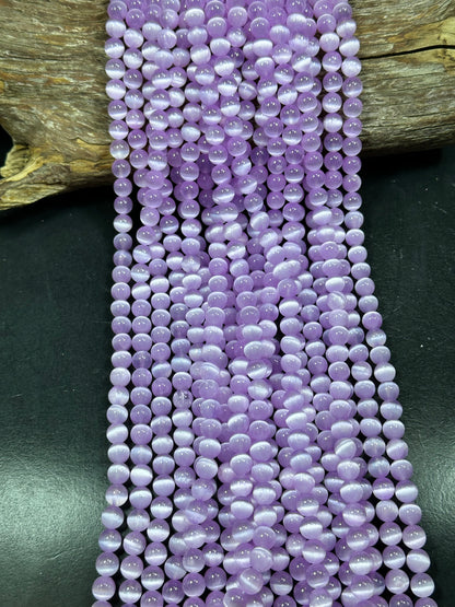 AAA Natural Selenite Gemstone Bead, 8mm 10mm Round Bead, Beautiful Purple Color Loose Selenite Gemstone Beads, Full Strand 15.5"