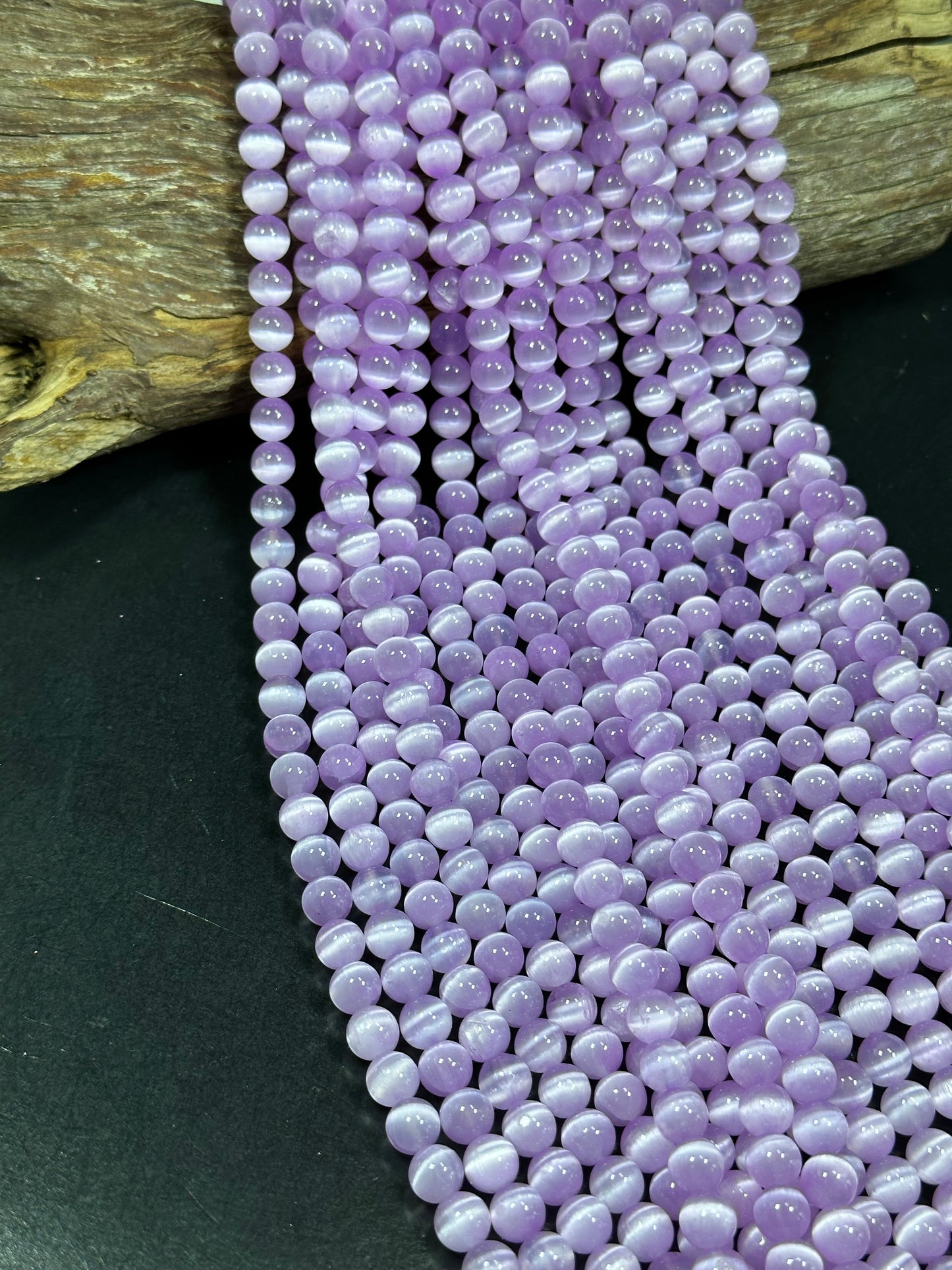 AAA Natural Selenite Gemstone Bead, 8mm 10mm Round Bead, Beautiful Purple Color Loose Selenite Gemstone Beads, Full Strand 15.5"