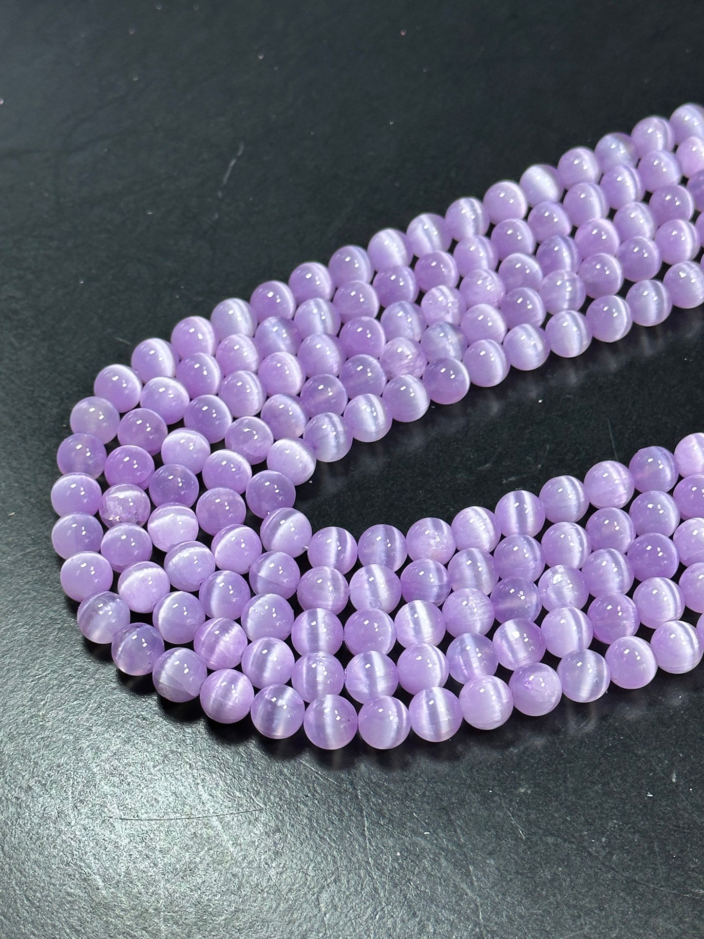 AAA Natural Selenite Gemstone Bead, 8mm 10mm Round Bead, Beautiful Purple Color Loose Selenite Gemstone Beads, Full Strand 15.5"