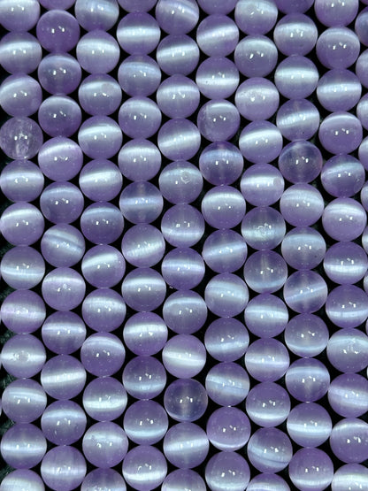 AAA Natural Selenite Gemstone Bead, 8mm 10mm Round Bead, Beautiful Purple Color Loose Selenite Gemstone Beads, Full Strand 15.5"