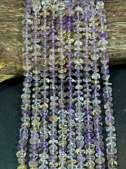 NATURAL Ametrine Gemstone Bead 8-9mm Freeform Rondelle Shape Bead, Beautiful Purple Yellow Color Ametrine Beads, Full Strand 15.5"