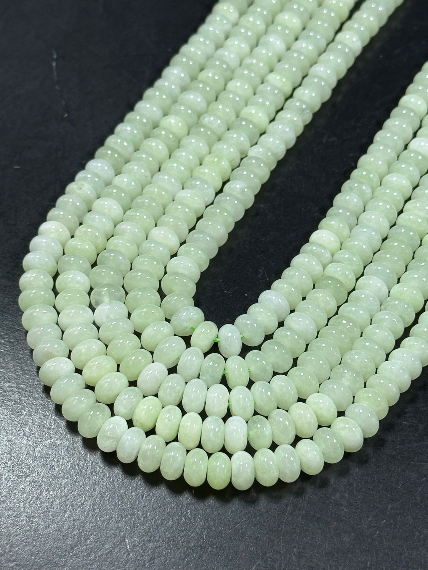 NATURAL Jade Gemstone Bead 8x5mm Rondelle Shape Beads, Gorgeous Natural Jade Light Green Color Jade Gemstone Beads, Full Strand 15.5"