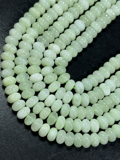 NATURAL Jade Gemstone Bead 8x5mm Rondelle Shape Beads, Gorgeous Natural Jade Light Green Color Jade Gemstone Beads, Full Strand 15.5"