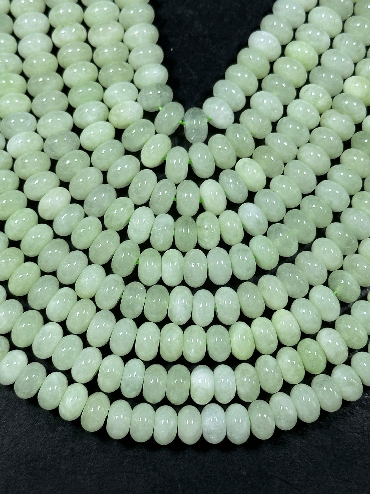 NATURAL Jade Gemstone Bead 8x5mm Rondelle Shape Beads, Gorgeous Natural Jade Light Green Color Jade Gemstone Beads, Full Strand 15.5"