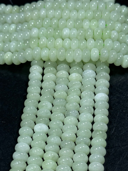 NATURAL Jade Gemstone Bead 8x5mm Rondelle Shape Beads, Gorgeous Natural Jade Light Green Color Jade Gemstone Beads, Full Strand 15.5"