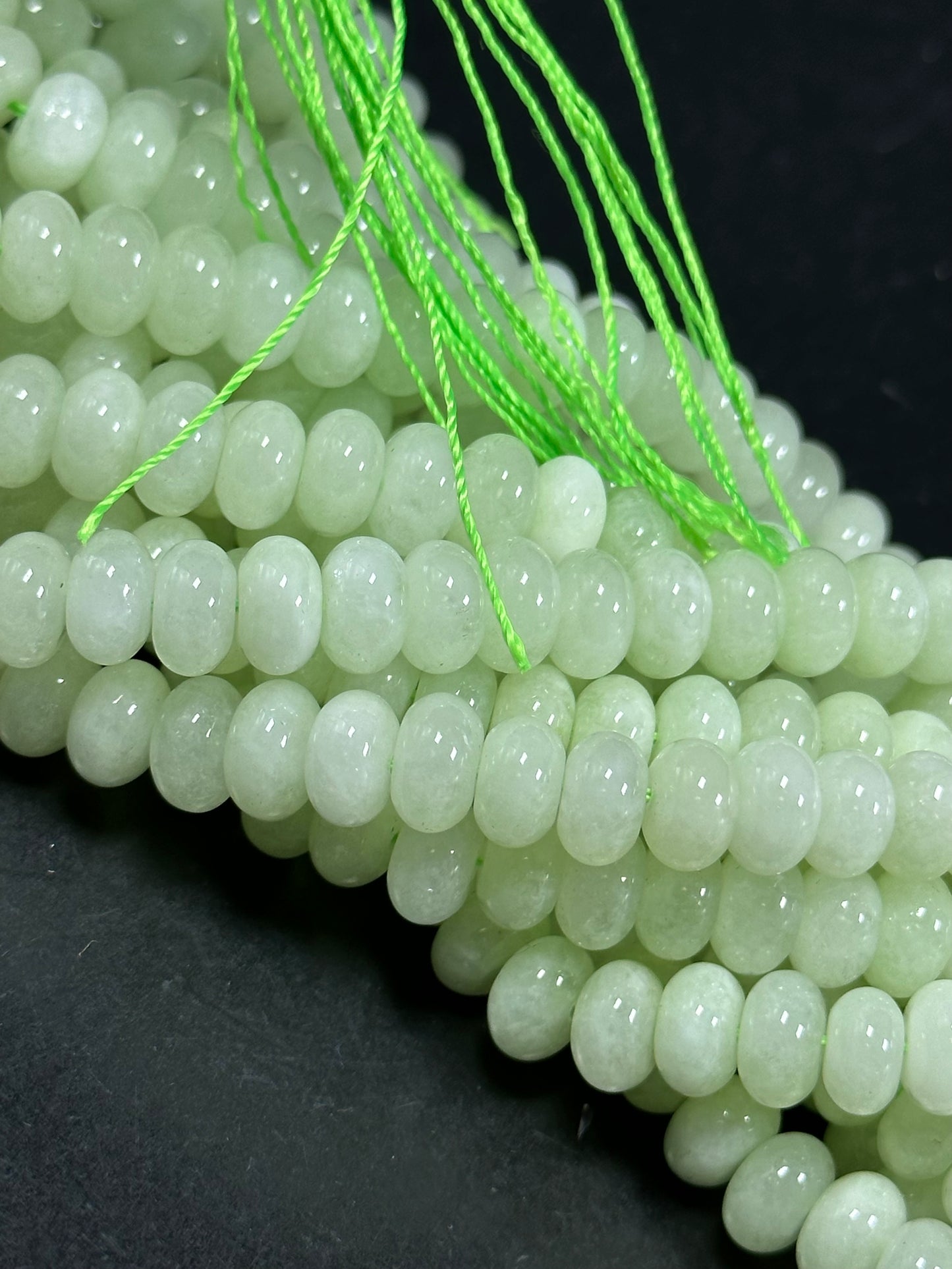 NATURAL Jade Gemstone Bead 8x5mm Rondelle Shape Beads, Gorgeous Natural Jade Light Green Color Jade Gemstone Beads, Full Strand 15.5"