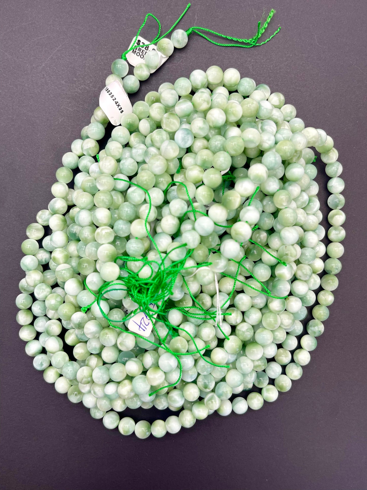 AAA Natural Green Moonstone bead 6mm 8mm 10mm round bead. Gorgeous rainbow natural green color moonstone bead. Excellent quality gemstone.