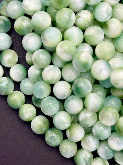 AAA Natural Green Moonstone bead 6mm 8mm 10mm round bead. Gorgeous rainbow natural green color moonstone bead. Excellent quality gemstone.