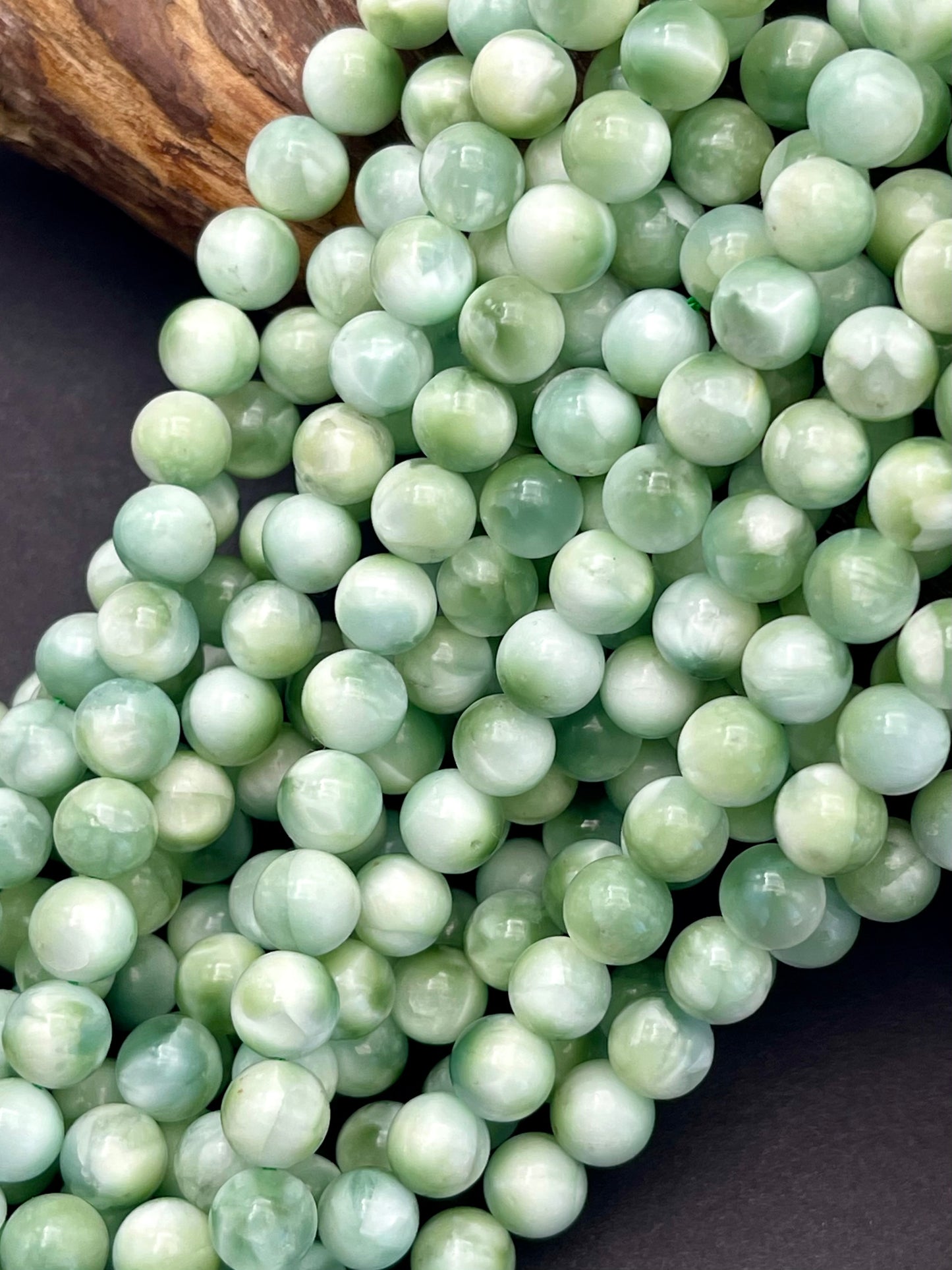 AAA Natural Green Moonstone bead 6mm 8mm 10mm round bead. Gorgeous rainbow natural green color moonstone bead. Excellent quality gemstone.