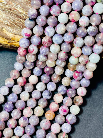 Natural Purple Tourmaline Gemstone Bead 6mm 8mm 10mm Round Beads, Beautiful Purple Pink Color Tourmaline Gemstone Beads Full Strand 15.5"