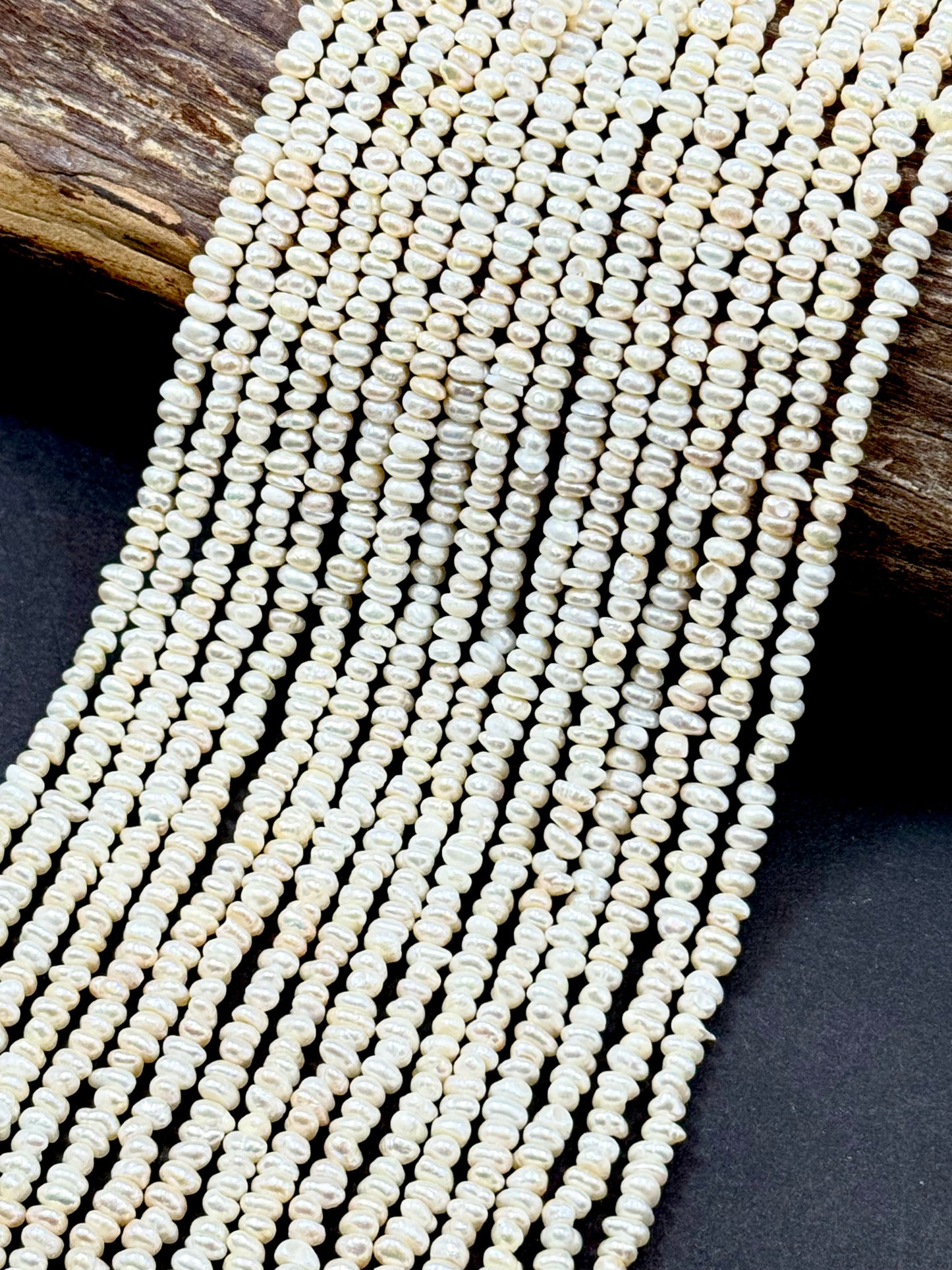 AAA Natural Freshwater Pearl Beads, 4-5mm Keshi Shape Beads, Beautiful natural creamy fresh water pearl bead. 14”