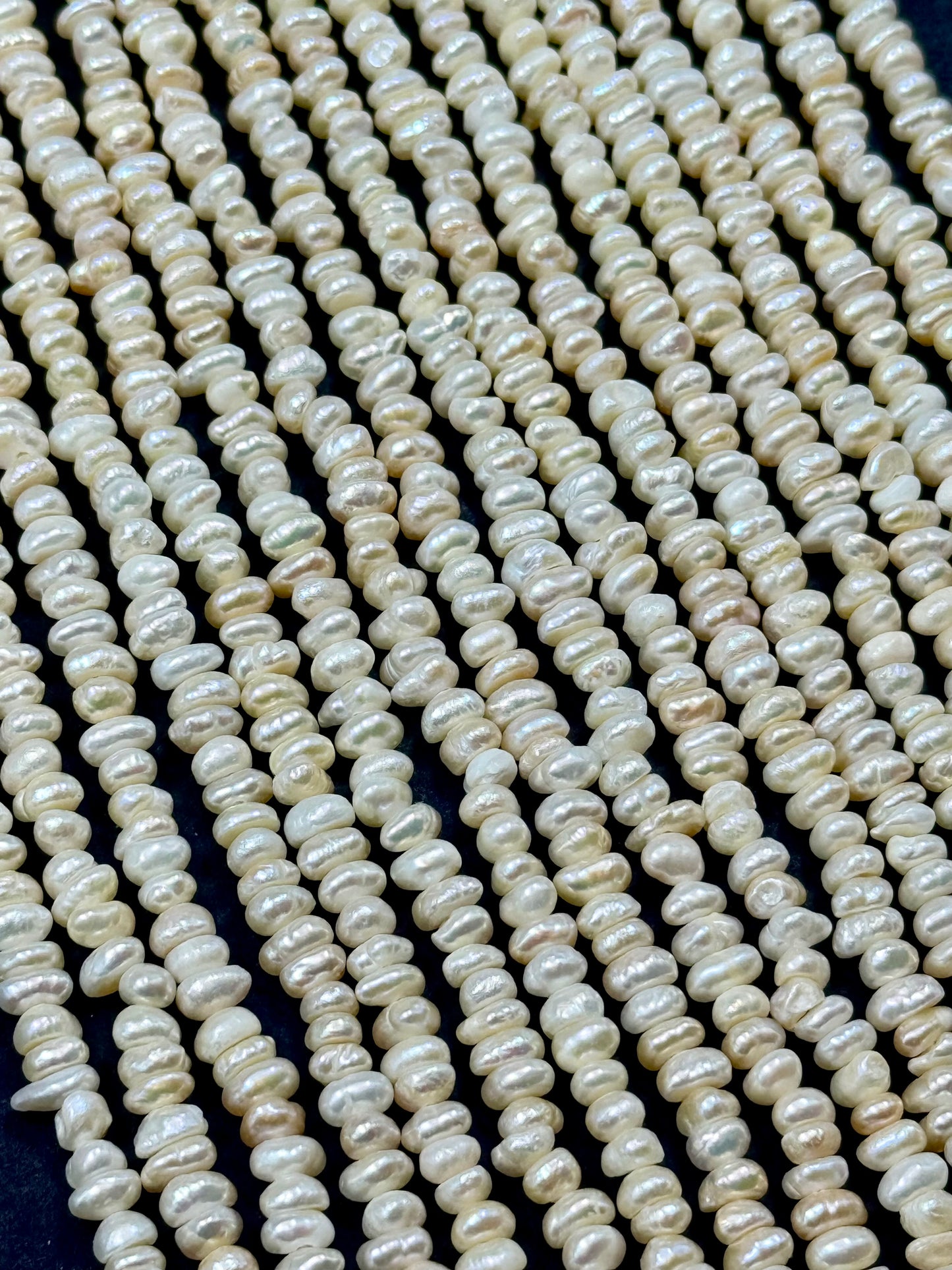 AAA Natural Freshwater Pearl Beads, 4-5mm Keshi Shape Beads, Beautiful natural creamy fresh water pearl bead. 14”