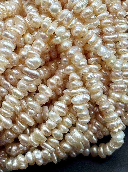 AAA Natural Freshwater Pearl Beads, 4-5mm Keshi Shape Freeform Beads, Beautiful natural PEACHY COLOR fresh water pearl bead. 14”