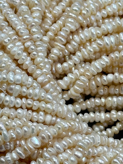 AAA Natural Freshwater Pearl Beads, 4-5mm Keshi Shape Beads, Beautiful natural creamy fresh water pearl bead. 14”