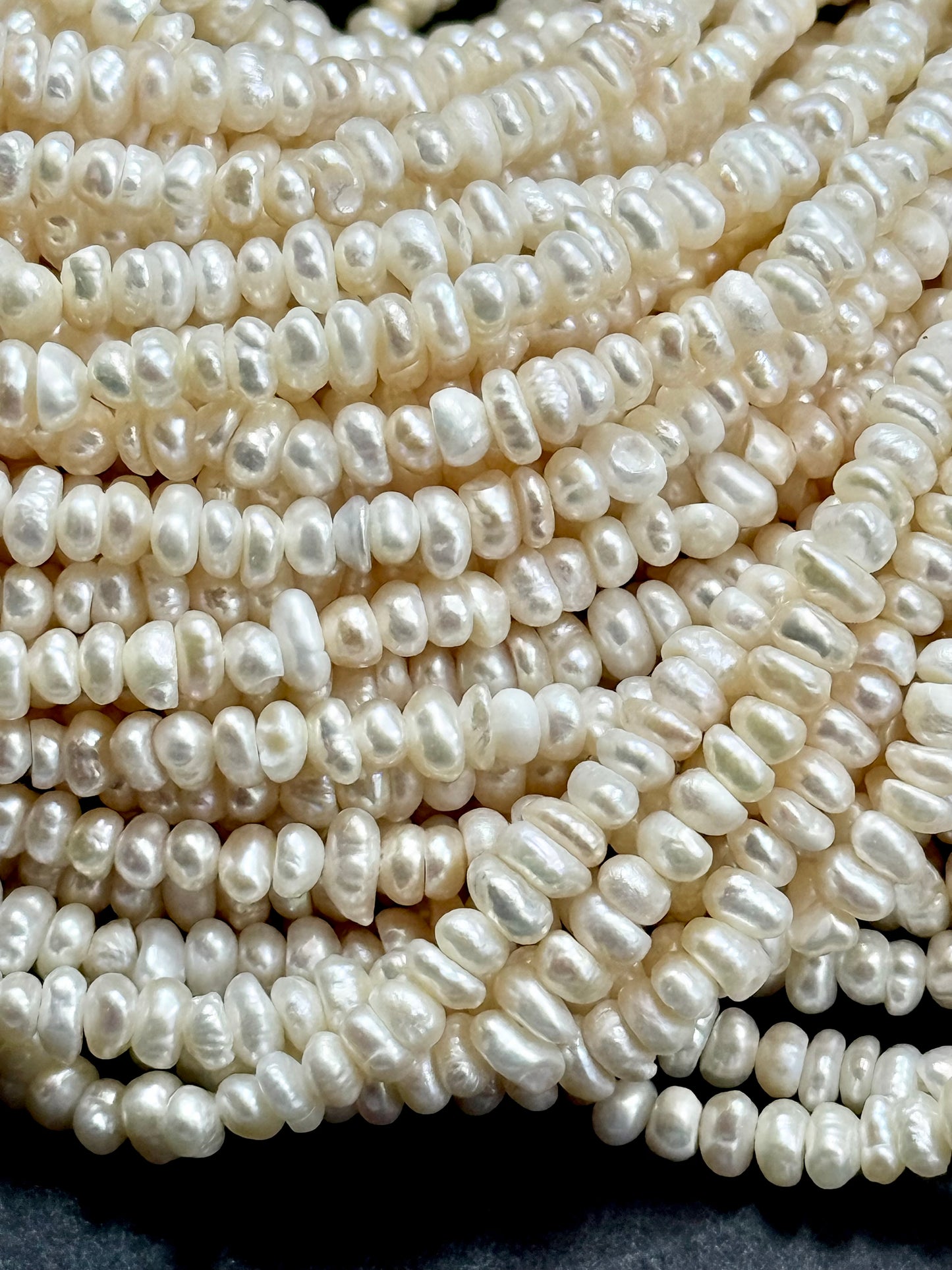 AAA Natural Freshwater Pearl Beads, 4-5mm Keshi Shape Beads, Beautiful natural creamy fresh water pearl bead. 14”