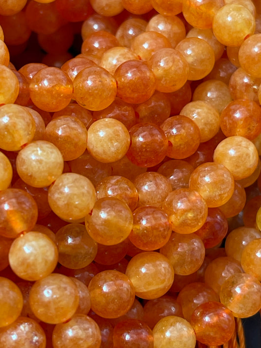 Natural Orange Jade Gemstone Bead 6mm 8mm Round Beads, Beautiful Orange Color Jade Gemstone Beads, Great Quality Jade Bead Full Strand 15.5"