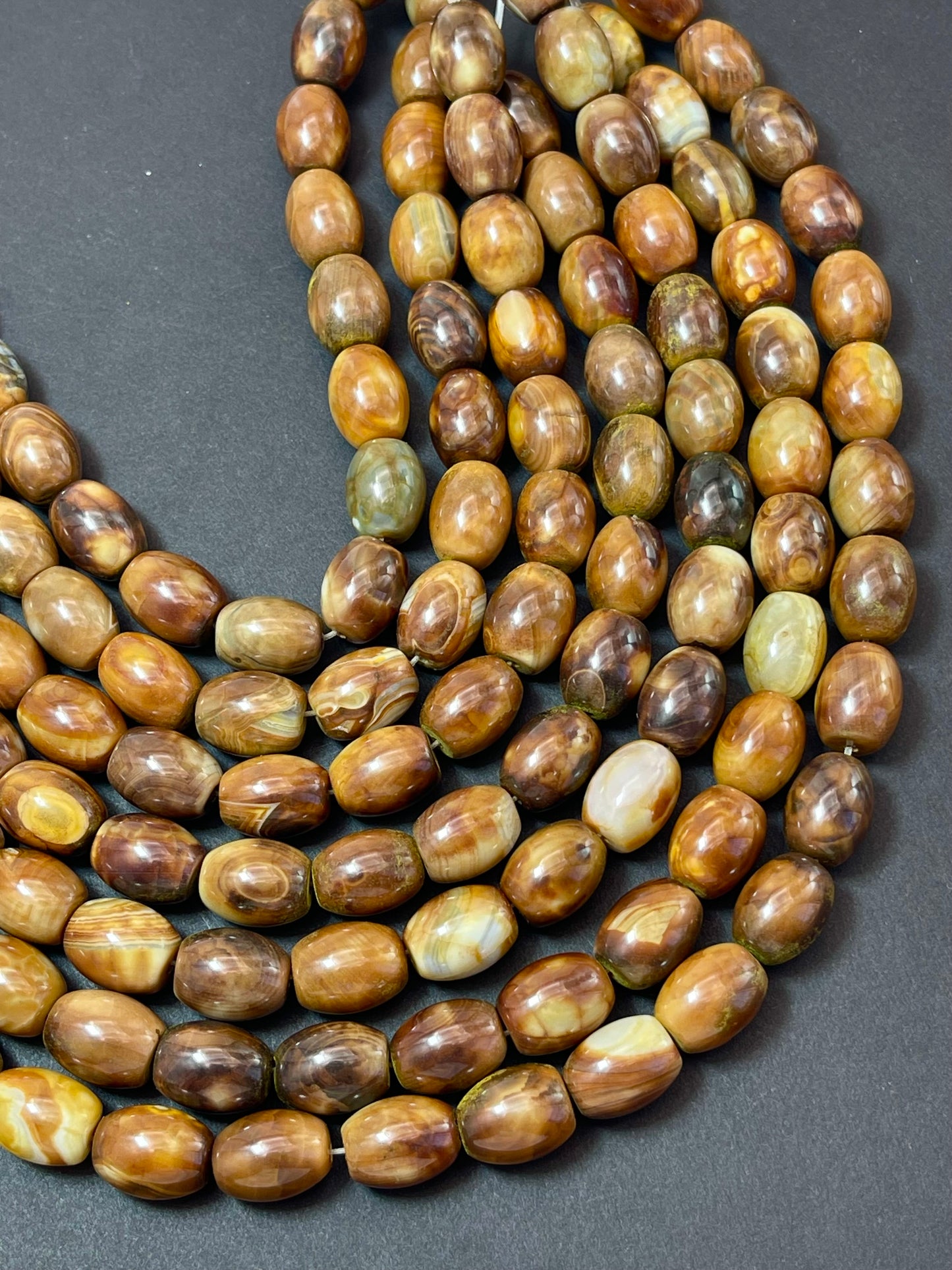 AAA NATURAL Tibetan Gemstone Bead 16x12mm Tube Shape Bead, Gorgeous Brown Color Tibetan Gemstone Bead, Excellent Quality Full Strand 15.5"