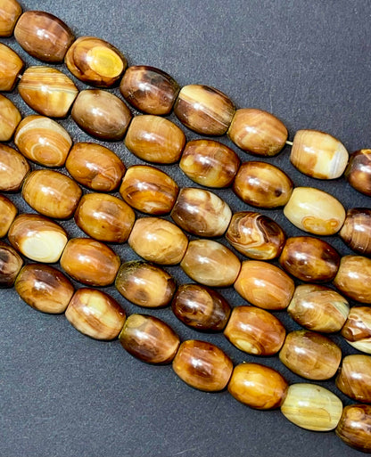 AAA NATURAL Tibetan Gemstone Bead 16x12mm Tube Shape Bead, Gorgeous Brown Color Tibetan Gemstone Bead, Excellent Quality Full Strand 15.5"