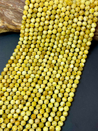 Natural Yellow Jade Gemstone Bead 6mm 8mm 10mm Round Beads, Beautiful Yellow Color Jade Gemstone Bead, Excellent Quality Full Strand 15.5"