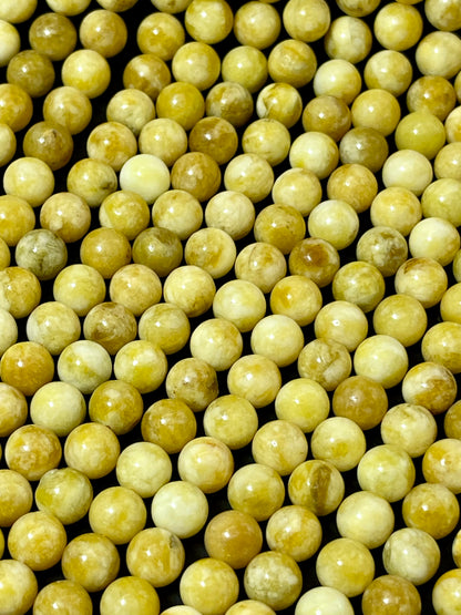 Natural Yellow Jade Gemstone Bead 6mm 8mm 10mm Round Beads, Beautiful Yellow Color Jade Gemstone Bead, Excellent Quality Full Strand 15.5"