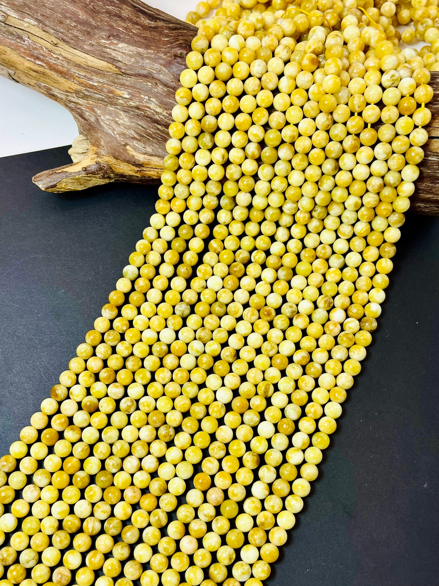 Natural Yellow Jade Gemstone Bead 6mm 8mm 10mm Round Beads, Beautiful Yellow Color Jade Gemstone Bead, Excellent Quality Full Strand 15.5"