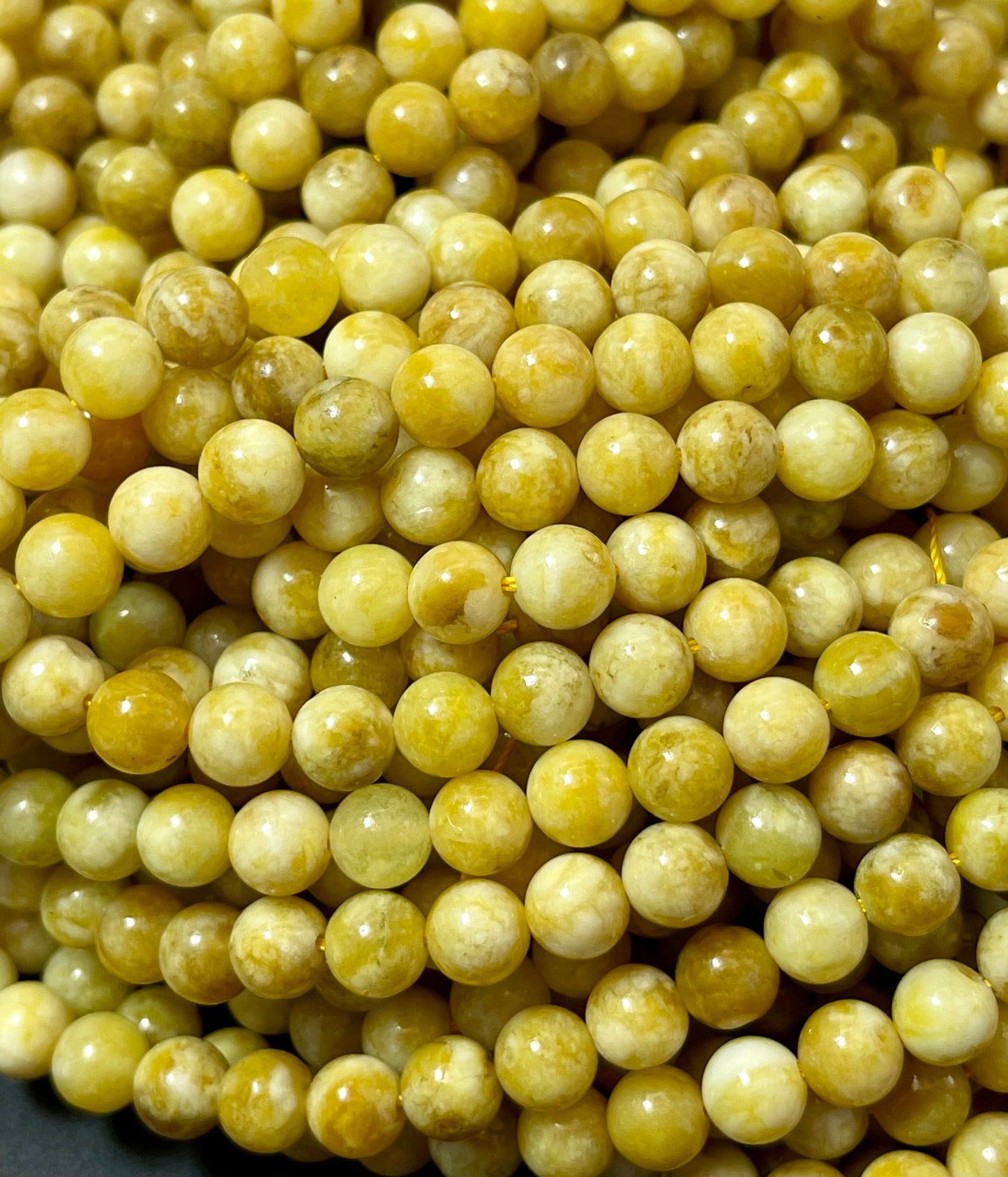 Natural Yellow Jade Gemstone Bead 6mm 8mm 10mm Round Beads, Beautiful Yellow Color Jade Gemstone Bead, Excellent Quality Full Strand 15.5"