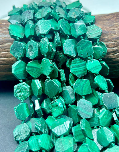 Natural MALACHITE , Matte finished  12mm HEXAGON Shape. Beautiful natural green color Malachite great quality gemstone. Full strand 15.5"