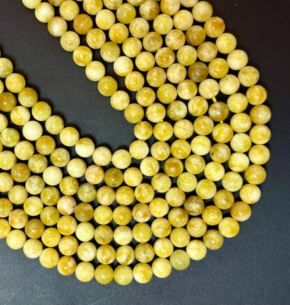 Natural Yellow Jade Gemstone Bead 6mm 8mm 10mm Round Beads, Beautiful Yellow Color Jade Gemstone Bead, Excellent Quality Full Strand 15.5"