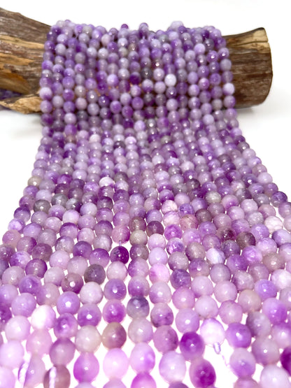 AAA Natural Amethyst Jade Gemstone Bead Faceted 6mm 8mm 10mm Round Bead, Gorgeous Natural Clear light purple Jade Excellent Quality 15.5"