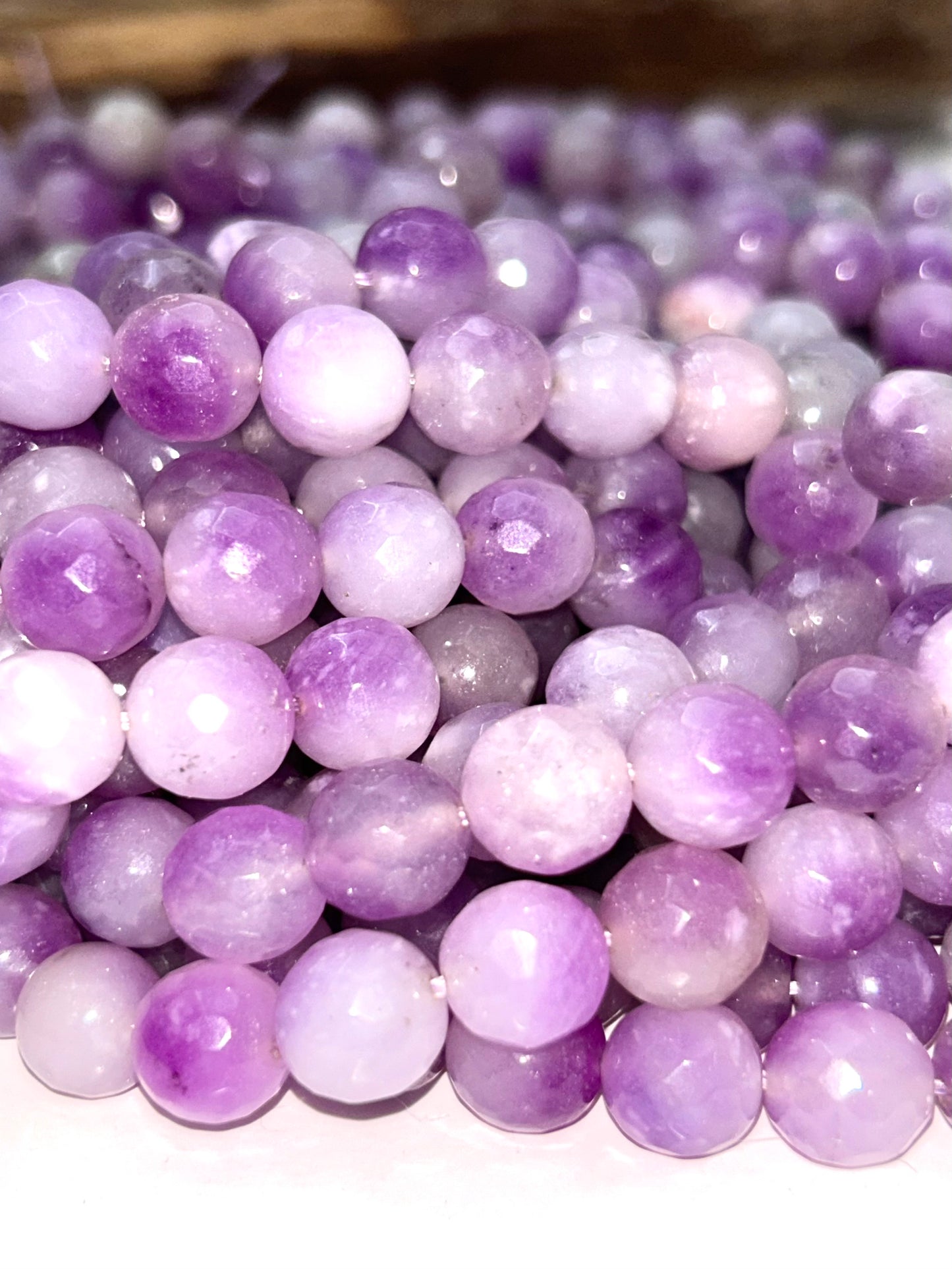 AAA Natural Amethyst Jade Gemstone Bead Faceted 6mm 8mm 10mm Round Bead, Gorgeous Natural Clear light purple Jade Excellent Quality 15.5"