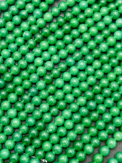 Natural Green Jade Gemstone Bead Smooth 6mm 8mm 10mm Round Beads, Gorgeous Natural Deep Green Color Jade Gemstone Bead Full Strand 15.5"