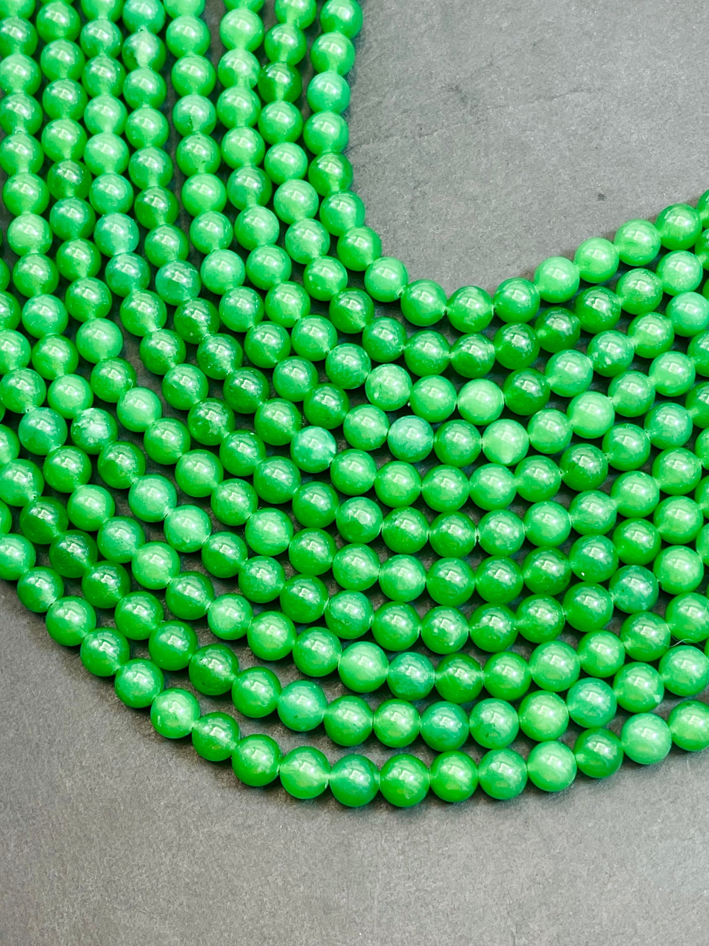 Natural Green Jade Gemstone Bead Smooth 6mm 8mm 10mm Round Beads, Gorgeous Natural Deep Green Color Jade Gemstone Bead Full Strand 15.5"