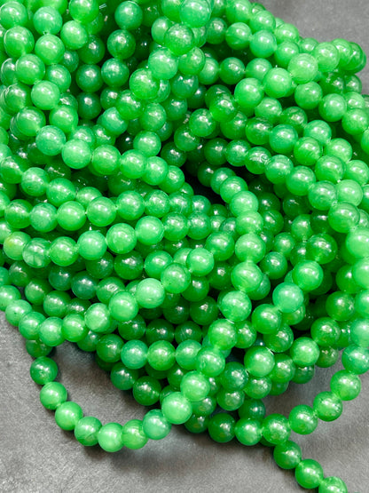 Natural Green Jade Gemstone Bead Smooth 6mm 8mm 10mm Round Beads, Gorgeous Natural Deep Green Color Jade Gemstone Bead Full Strand 15.5"