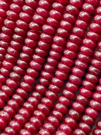 NATURAL Red Jade Gemstone Bead 8x5mm Rondelle Shape Bead, Beautiful Red Color Jade Gemstone Beads, Great Quality Bead Full Strand 15.5"