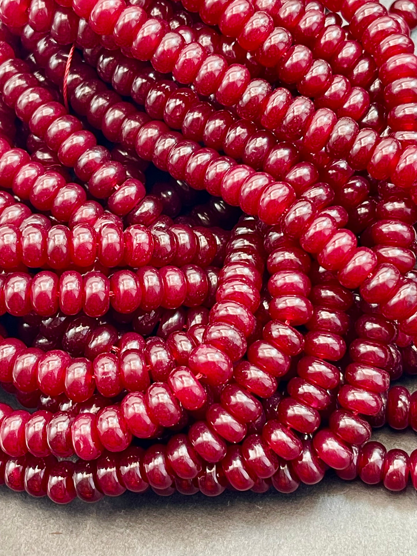 NATURAL Red Jade Gemstone Bead 8x5mm Rondelle Shape Bead, Beautiful Red Color Jade Gemstone Beads, Great Quality Bead Full Strand 15.5"