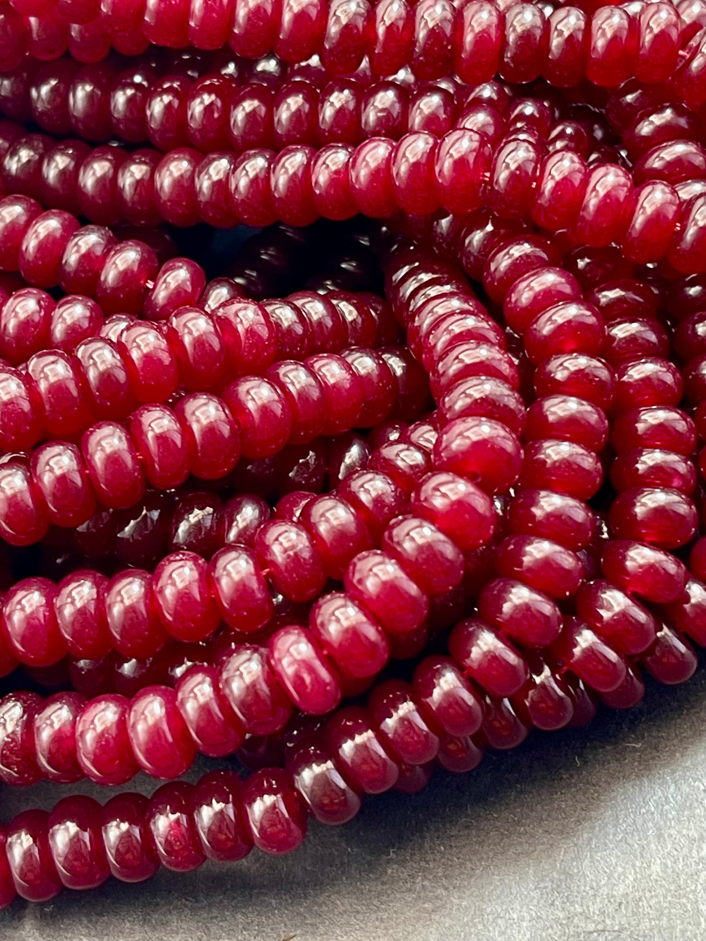 NATURAL Red Jade Gemstone Bead 8x5mm Rondelle Shape Bead, Beautiful Red Color Jade Gemstone Beads, Great Quality Bead Full Strand 15.5"