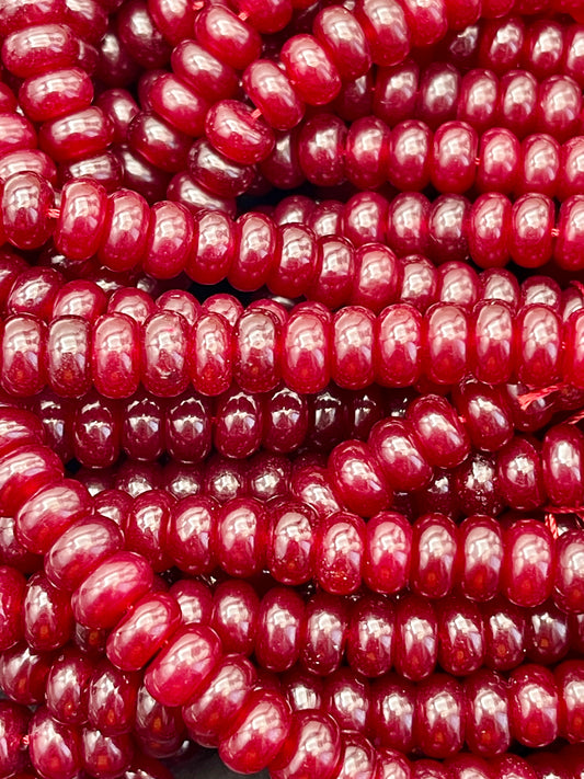 NATURAL Red Jade Gemstone Bead 8x5mm Rondelle Shape Bead, Beautiful Red Color Jade Gemstone Beads, Great Quality Bead Full Strand 15.5"