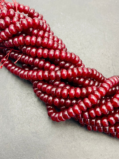 NATURAL Red Jade Gemstone Bead 8x5mm Rondelle Shape Bead, Beautiful Red Color Jade Gemstone Beads, Great Quality Bead Full Strand 15.5"