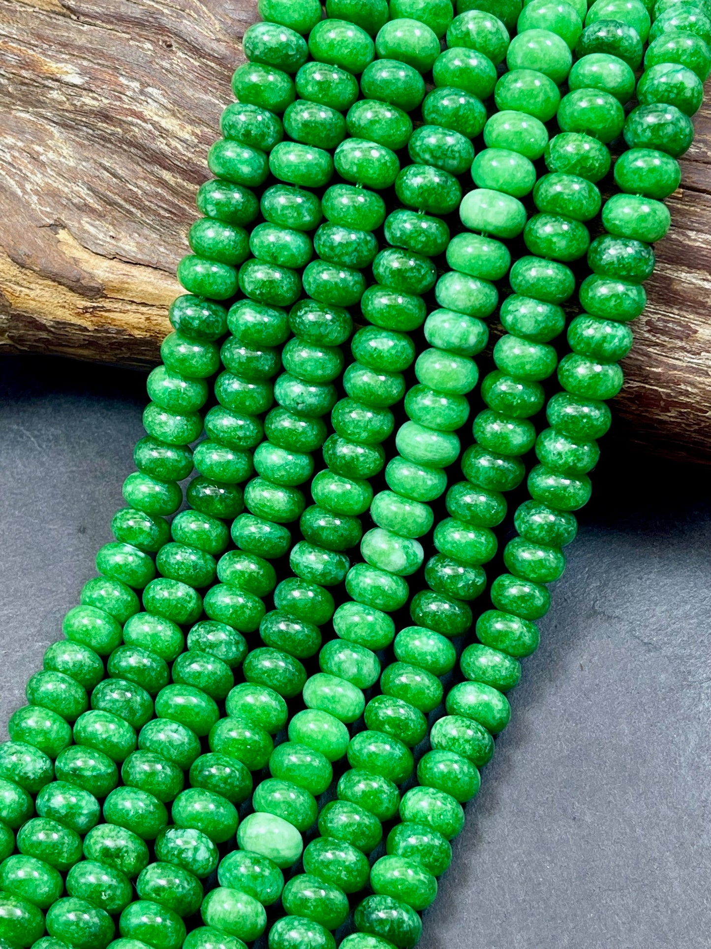 NATURAL Green Jade Gemstone Bead 6x10mm Rondelle Shape Bead, Beautiful Green Color Jade Gemstone Beads, Great Quality Bead Full Strand 15.5"