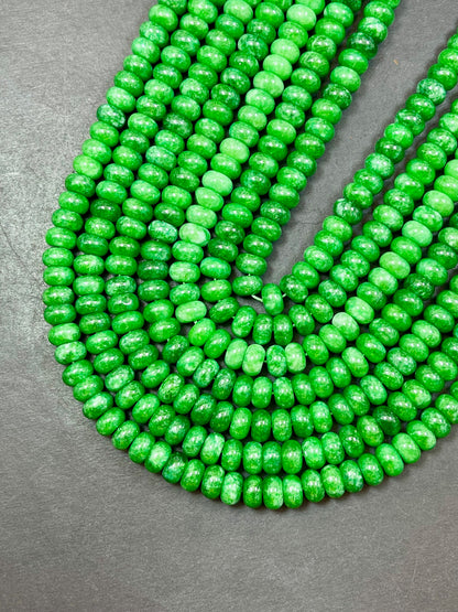 NATURAL Green Jade Gemstone Bead 6x10mm Rondelle Shape Bead, Beautiful Green Color Jade Gemstone Beads, Great Quality Bead Full Strand 15.5"