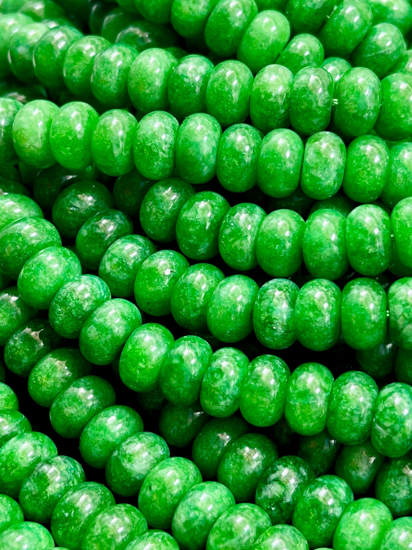 NATURAL Green Jade Gemstone Bead 6x10mm Rondelle Shape Bead, Beautiful Green Color Jade Gemstone Beads, Great Quality Bead Full Strand 15.5"