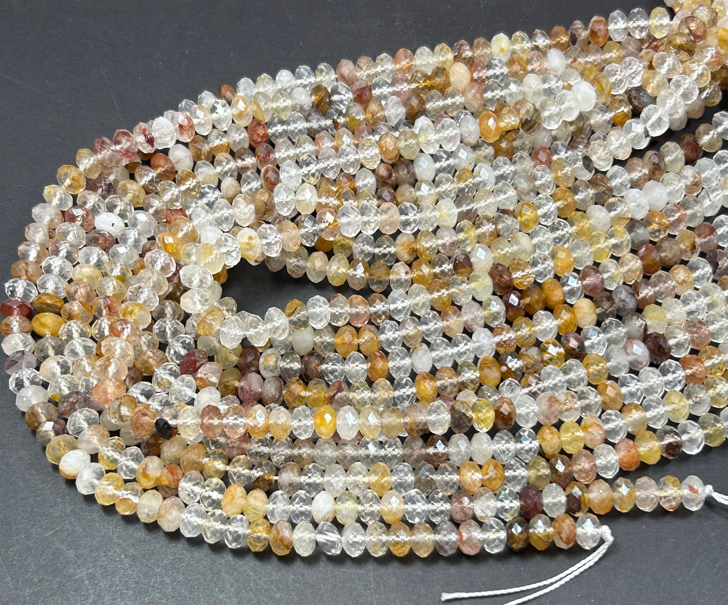 AAA Healer Quartz stone bead. Faceted  8x5mm Roundel Shape bead. Beautiful natural clear multi colored gemstone