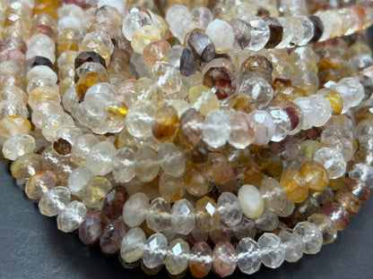 AAA Healer Quartz stone bead. Faceted  8x5mm Roundel Shape bead. Beautiful natural clear multi colored gemstone