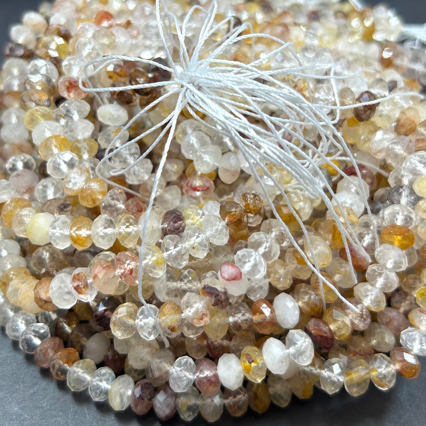AAA Healer Quartz stone bead. Faceted  8x5mm Roundel Shape bead. Beautiful natural clear multi colored gemstone