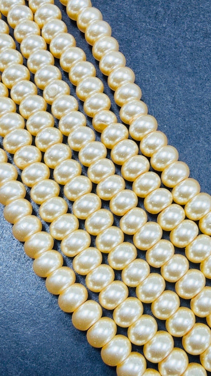 Chinese Swarovski Pearl Crystal Beads 6mm Rondelle shape Beads, Gorgeous Gold color Swarovski Crystal Pearl  15.5"