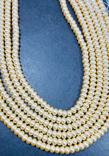 Chinese Swarovski Pearl Crystal Beads 6mm Rondelle shape Beads, Gorgeous Gold color Swarovski Crystal Pearl  15.5"