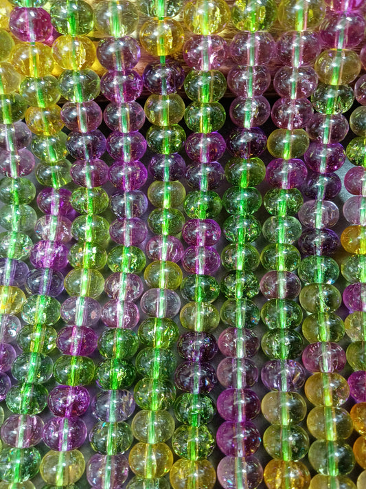 Gorgeous Multicolor Smooth Crystal Rondelle Glass Beads, Full 15.5-inch Strand.